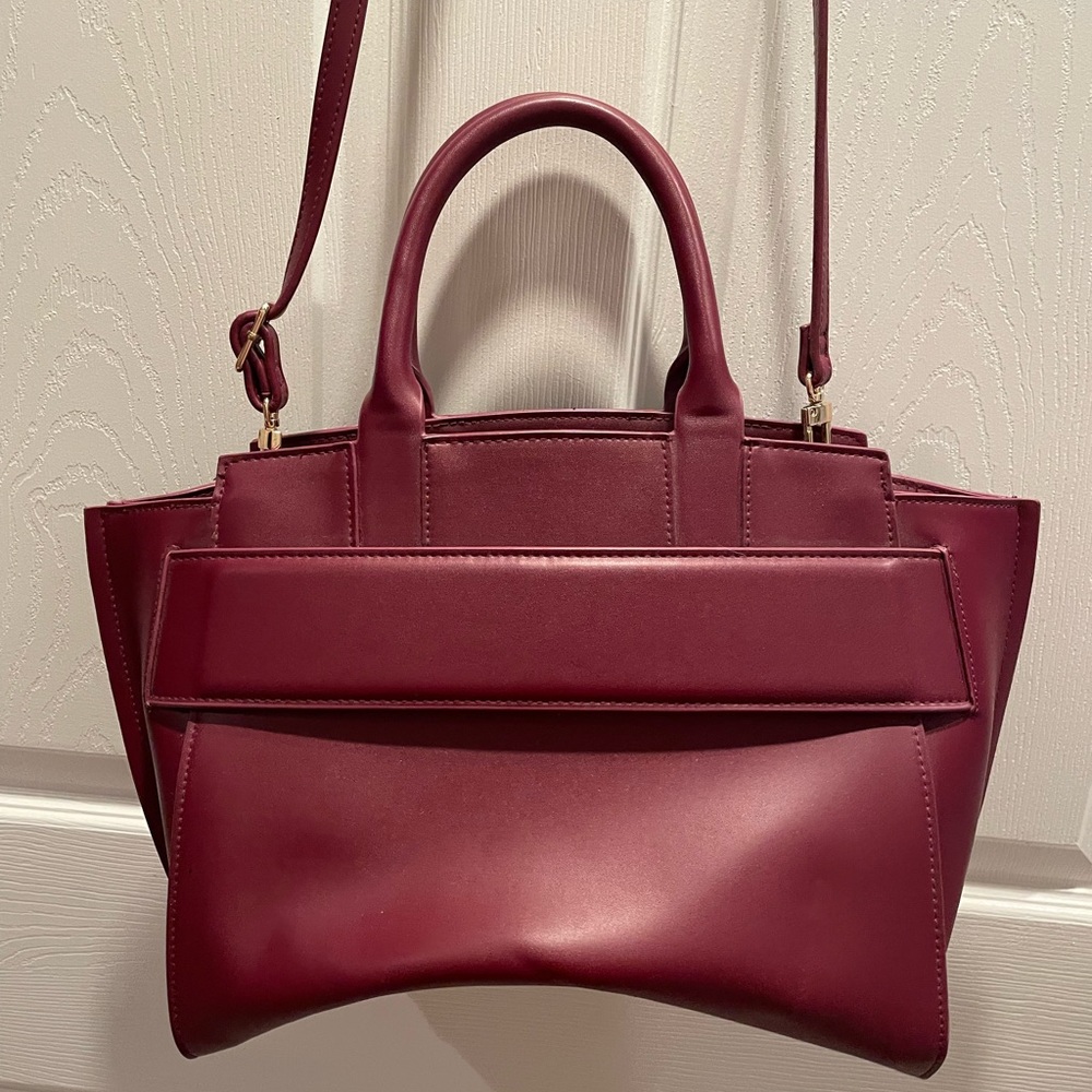 a new day Burgundy Structured Satchel with Top Handles